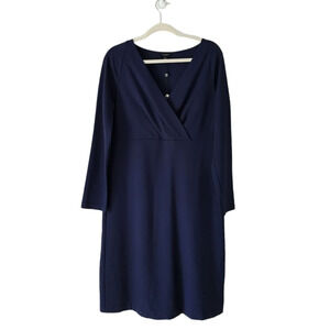 Talbots Navy V-neck Surplice‎ Long Sleeve Sheath Dress Size 10 NWT